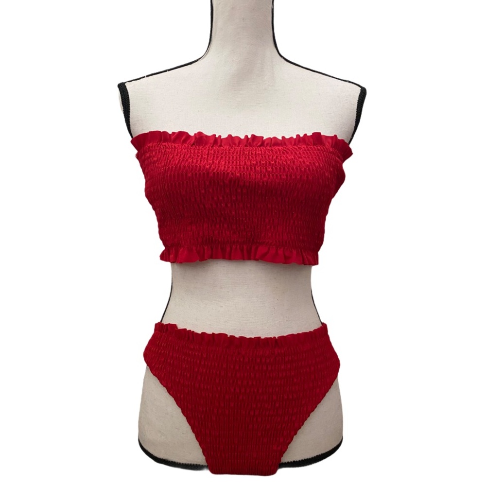 [Zaful]  Lettuce-trim Bandeau Bikini